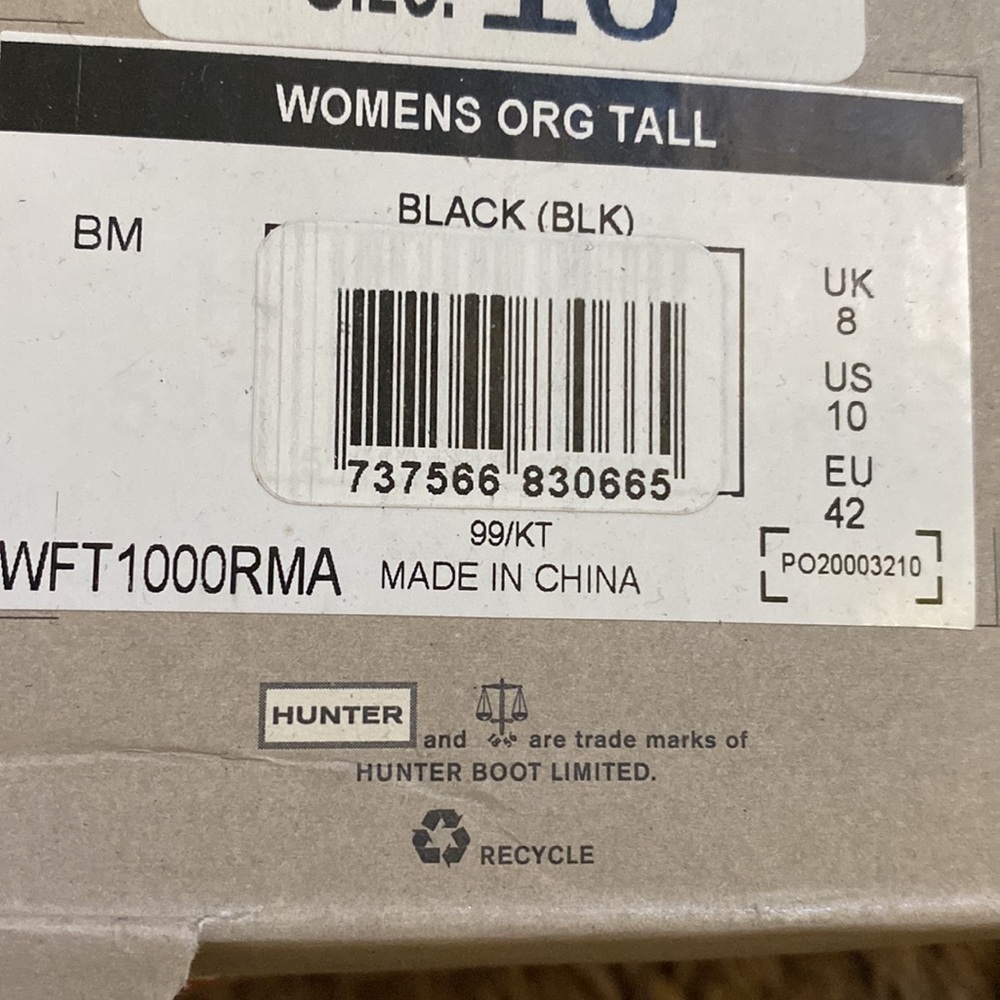 Brand New, still in box Hunter Boots Black, women’s size 10. - Picture 4 of 4